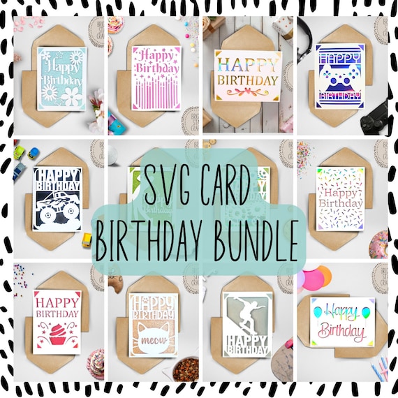 Svg birthday cards bundle Svg Card Birthday card SVG Svg Card bundle Cricut cards Joy Ready cards