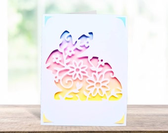Easter rabbit swirl  svg card. Digital file compatible with cricut and silhouette machines
