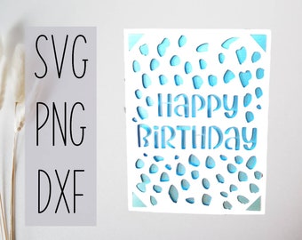 Happy birthday svg card  - dash. Digital file compatible with cricut and silhouette cutting machines