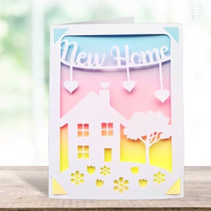 Nieuwe home svg-kaart. Inwijdingsfeest kaart. Digitaal bestand compatibel met cricut- en silhouetsnijmachines
