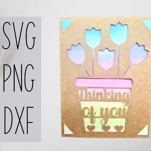 Thinking of you svg card. Digital file compatible with cricut and silhouette cutting machines