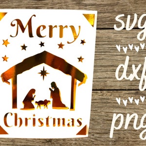 Tarjeta svg digital de la natividad. Archivo digital compatible con máquinas cricut y silhouette