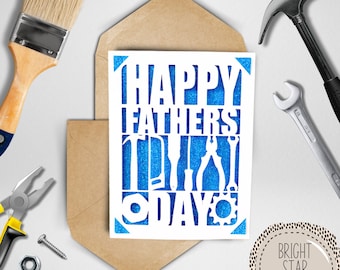 Father&#39;s day svg card - tools. Digital file compatible with silhouette cameo machines