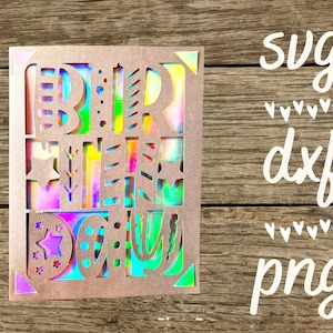 Geburtstagskarte svg. Digitale Datei kompatibel mit Cricut- und Silhouette-Maschinen