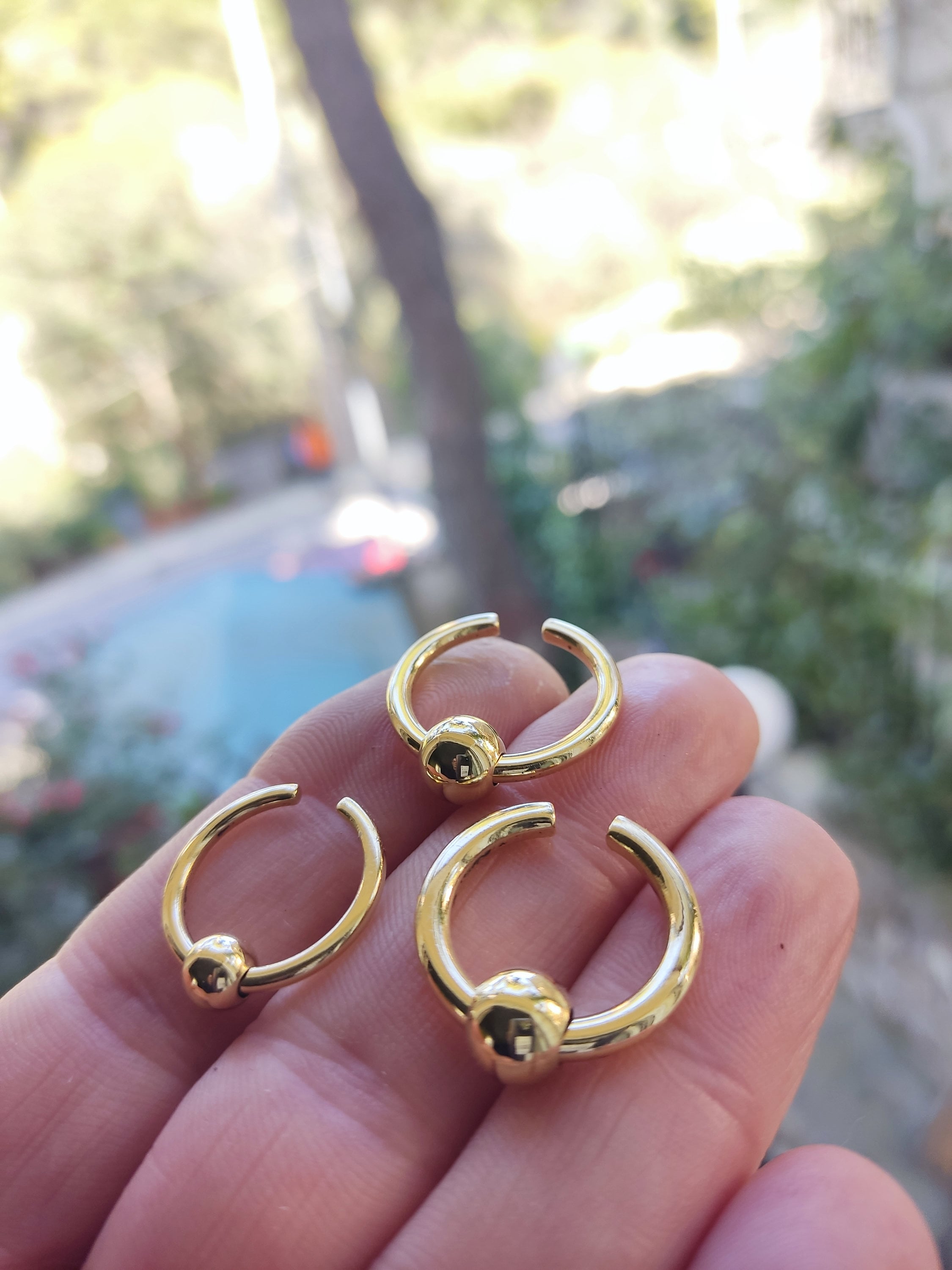 Fake Septum Clicker Ring - Clip On Non-Piercing Nose Hoop, Heart Design, IP Gold Plated