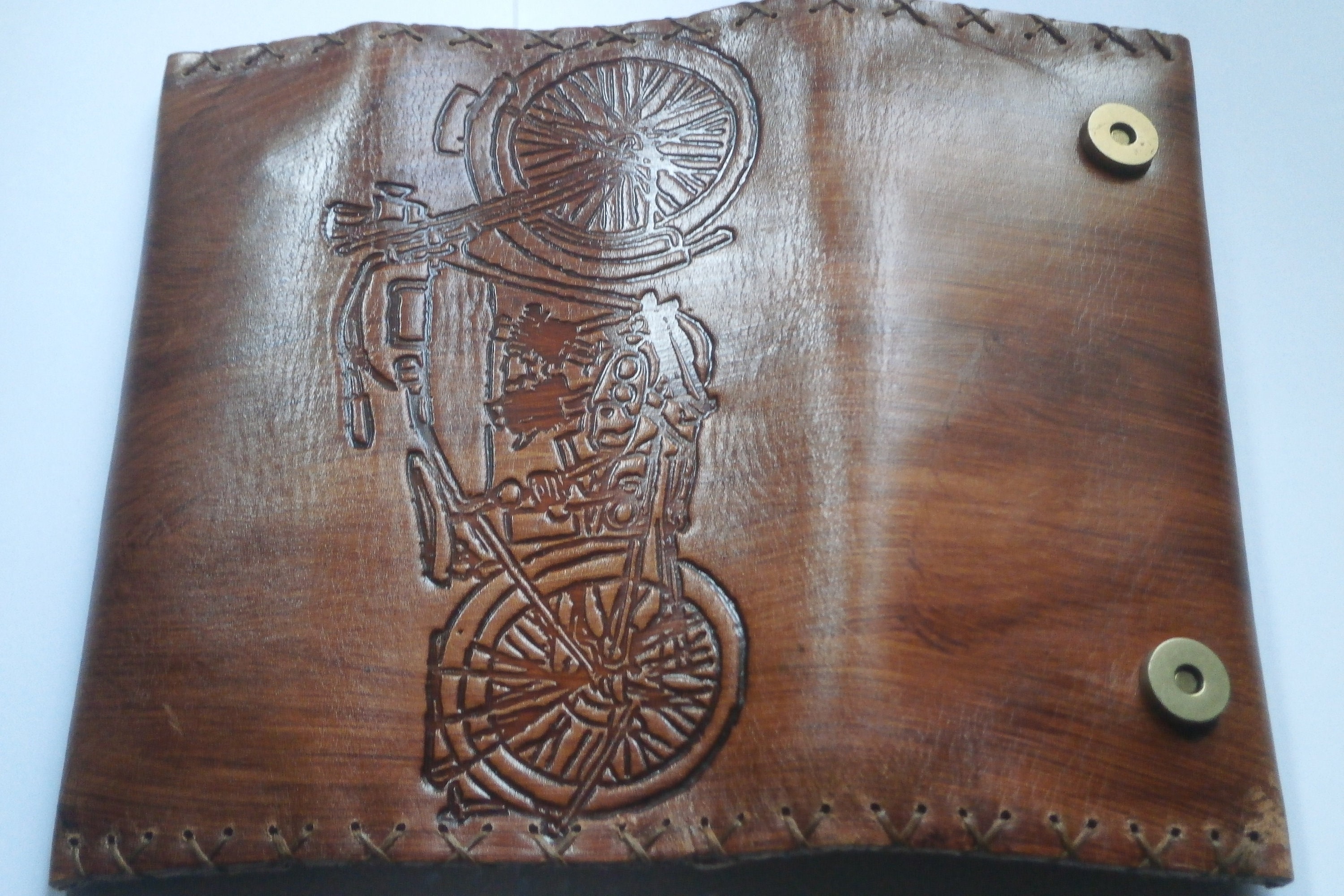 Engraved Antique Car Leather Tobacco Pouch, Handcrafted Smokers Case