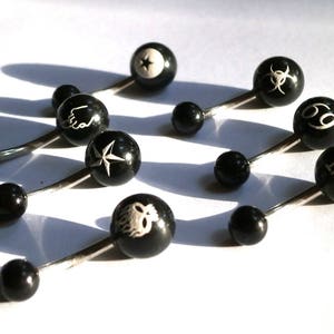 Belly Button Ring, Navel Piercing, Body Jewelry, Belly Ring, Surgical Steel and Acrylic Ball, Tribal Barbell, Black Belly ring, Design Belly