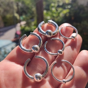 Silver Thick Nose Fake Gauge Ring, No Piercing 14 to 4gauge Unisex Septum Earring, Mens Earring, Womens Earring, Gift hor her, Gift for him image 6