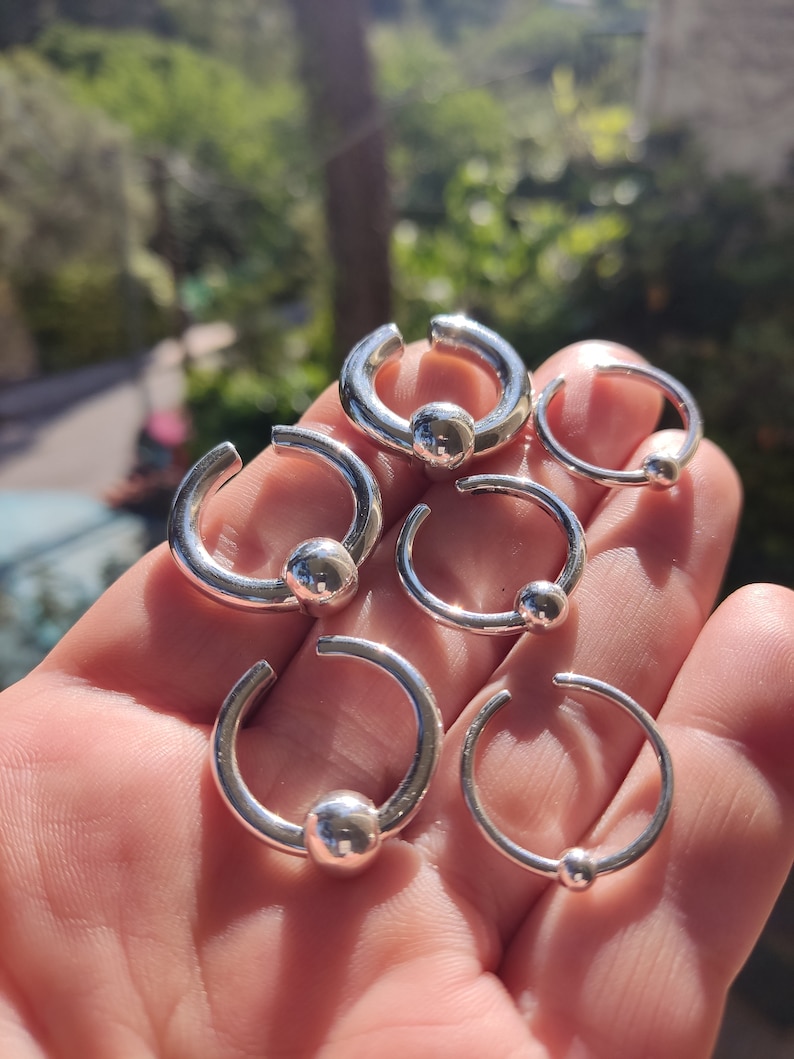 Silver Thick Nose Fake Gauge Ring, No Piercing 14 to 4gauge Unisex Septum Earring, Mens Earring, Womens Earring, Gift hor her, Gift for him image 6