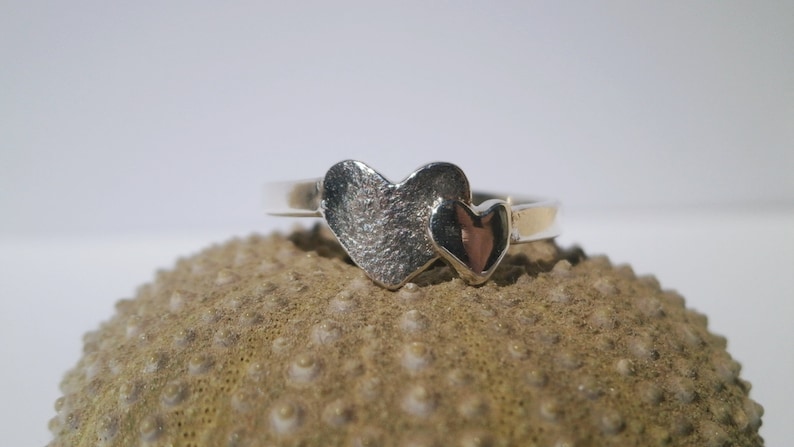 Silver Love Heart Ring Double Intersecting Hearts Ring Love Symbol Sterling Silver Ring Women gift for her Dainty Ring Two Hearts Ring
