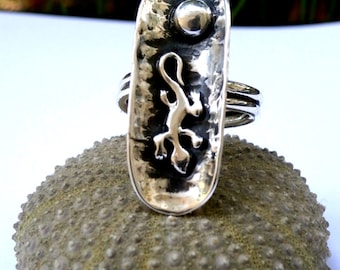Sterling Silver Lizard Ring, Artisan Boho Hippie Jewelry