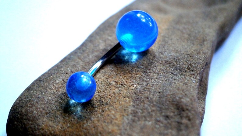 Belly Button Ring, UV-Reactive Navel, Belly Ring, Industrial Barbell, Body Earring, Navel Acrylic Ball, Neon Belly Button Ring, Color Button image 5