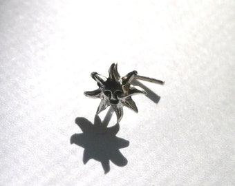 Sterling Silver Sun Nose Stud, Minimalist Piercing