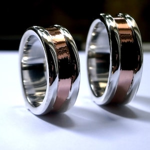 Wide Band Ring, Alternative Wedding Band Ring, Custom Unisex Ring, 999 Fine Silver, Copper Ring, Couples Ring, Large Wide Ring, Wedding Ring