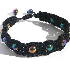 Bracciale alla caviglia in ematite, collana girocollo in macramè, bracciale con perline di ematite arcobaleno, da donna e da uomo, braccialetto minimalista, regalo di Natale per lei.