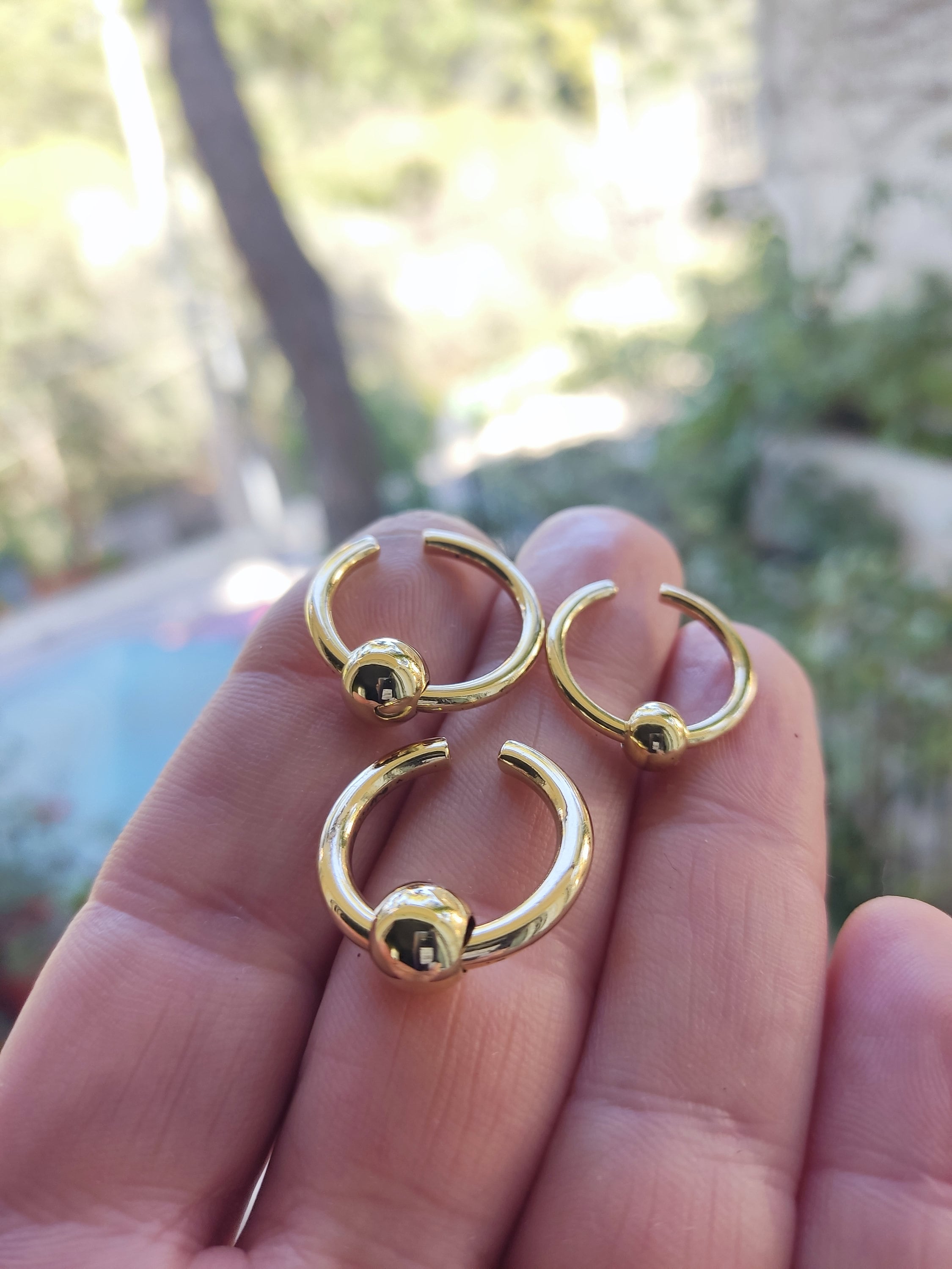 Thick Nose Septum Fake Ring With Bead Brass Bronze Non piercing Cuff Faux Earring 12 to 6 Gauge Unisex Septum Men and Women s Earring Etsy