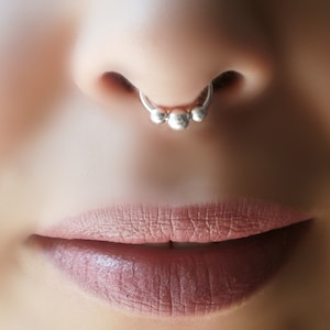 Anello finto al setto, anello senza piercing, anello finto al naso, polsino dell'orecchio, argento sterling, cartilagine, anello dell'elica, anello al labbro, orecchino da donna, anello da uomo