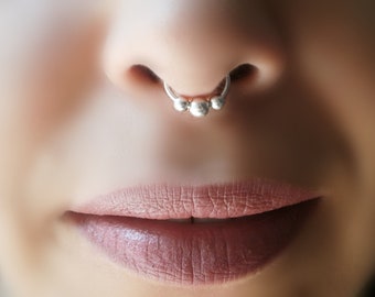 Fine Silver Fake Septum Ring, Non-Pierced Nose, Lip, Ear Cuff