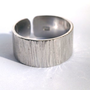 Wide Band Ring, Τree Bark Band Ring, Anniversary Ring, Hammered ring, Mens ring, Womens ring, 925 Sterling Silver Ring, Handmade Band Ring image 5