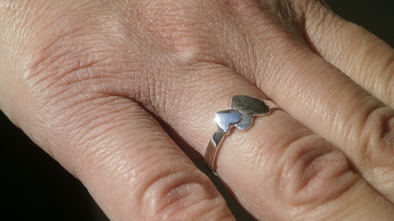 Silver Love Heart Ring Double Intersecting Hearts Ring Love Symbol Sterling Silver Ring Women gift for her Dainty Ring Two Hearts Ring