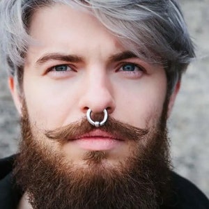 Silver Thick Septum, Τhin Gauge Wire Convert to thick Ring, 20 to 14 gauge Earring, Mens Earring, Womens Earring, Gift hor her, Gift for him image 2