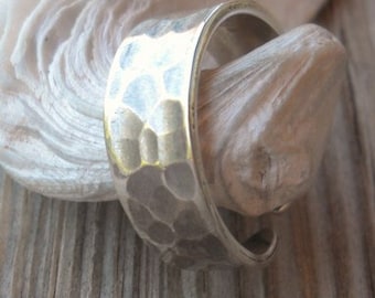 Sterling zilveren ring, gehamerde ring, statement zilveren ring, verstelbare stapelring, teenring, knokkelring, voetsieraden, vingertopring