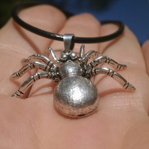 Large Sterling Silver Spider Pendant, Tarantula Necklace, Spider Jewelry, Insect Necklace, Gothic Halloween Necklace, Vintage Antique Gift