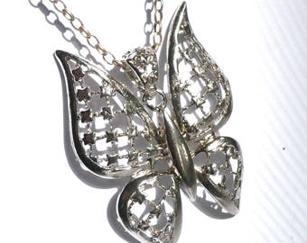 Sterling Silver Butterfly,  Women's Large Pendant, Necklace Butterfly, Antique Pendant, Handmade Pendant, Handmade Necklace