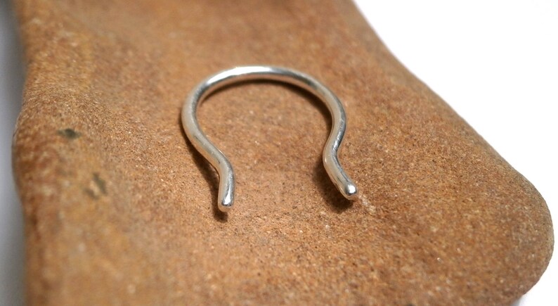 Septum Retainer, Fine Silver Retainer, Retainer Piercing, Nose Retainer, Septum Hoop, Bell Shape Nose Retainer, 18 gauge, 16 guage, 14 gauge image 4