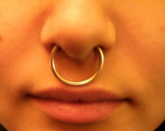 Thick Nose Septum Earring, Non-Piercing Fake Ring, Cartilage Cuff Faux Earring, lip nipple, earlobe eyebrow navel, piercing 16 to 6 gauge