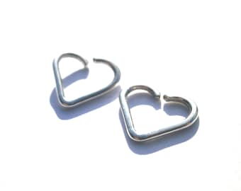 Sterling Silver Heart Cartilage Earring – Daith, Helix, Tragus Piercing Hoop , Rook, Eyebrow, Conch, Snug, Ear Hoop, Upper ear, gift for her