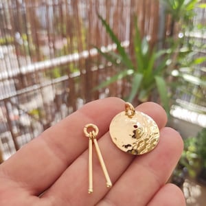 Brass Drumsticks & Cymbal Necklace, Musician Jewelry