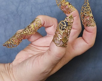 Anillos de garra de armadura de latón, joyería gótica de brujas