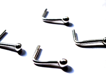 Feinsilber winziger Punkt-Nasenstecker: Minimalistischer L-förmiger Nasenring