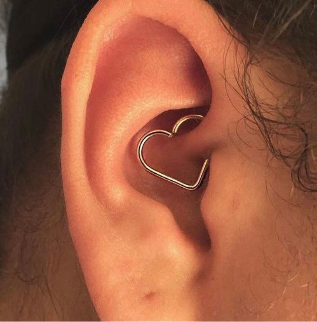 Cartilage Heart Earring, Daith Piercing, Helix, Tragus, Rook, Eyebrow,  Conch, Snug, 925 Sterling Silver, Ear Hoop, Upper Ear - Etsy