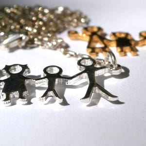 Silver Family Necklace Mothers Pendant Gift