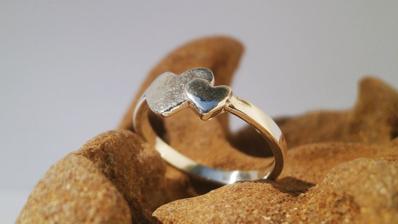Silver Love Heart Ring Double Intersecting Hearts Ring Love Symbol Sterling Silver Ring Women gift for her Dainty Ring Two Hearts Ring