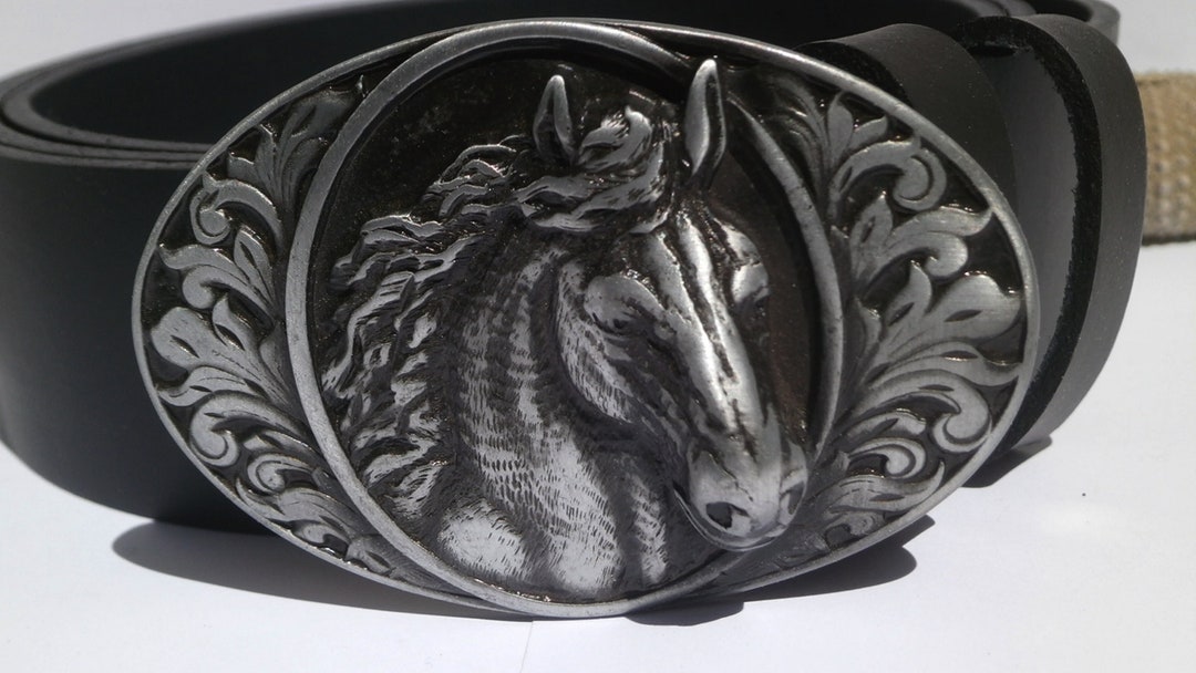 Leather Belt Horse Buckle Quality Genuine Leather 3D Buckle Etsy