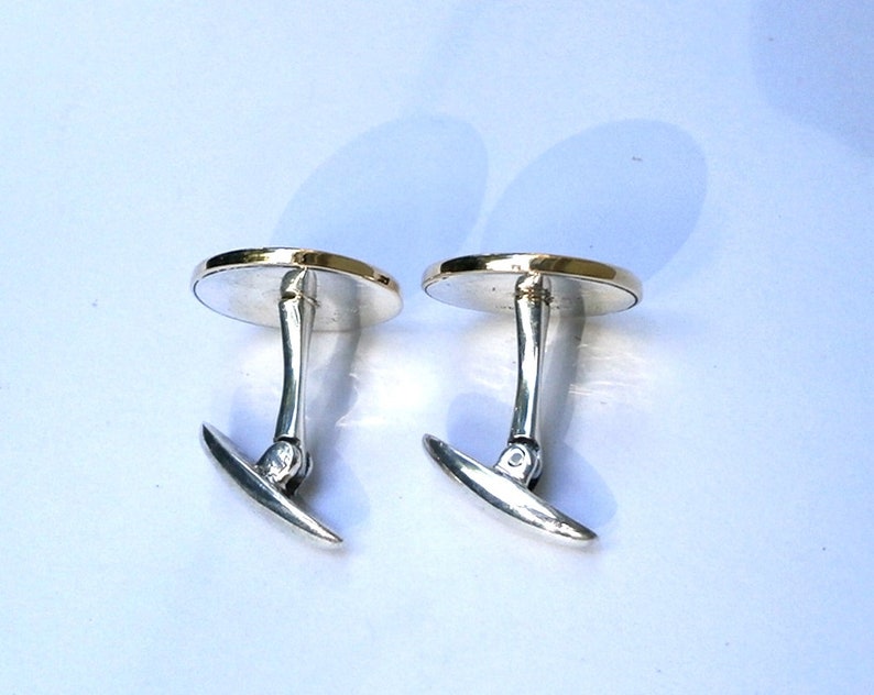 14k Gold & Sterling Silver Cufflinks, Handmade Hercules and Athena Cufflinks, Classic Beautifuly Handcrafted Men's Gift image 5