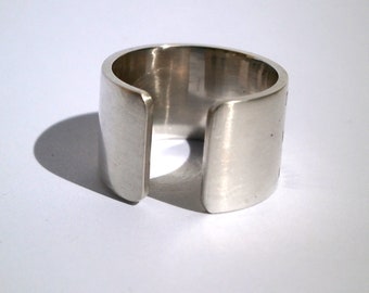 Custom Sterling Silver Wide Band Ring: Unisex Laser Engraved Gift