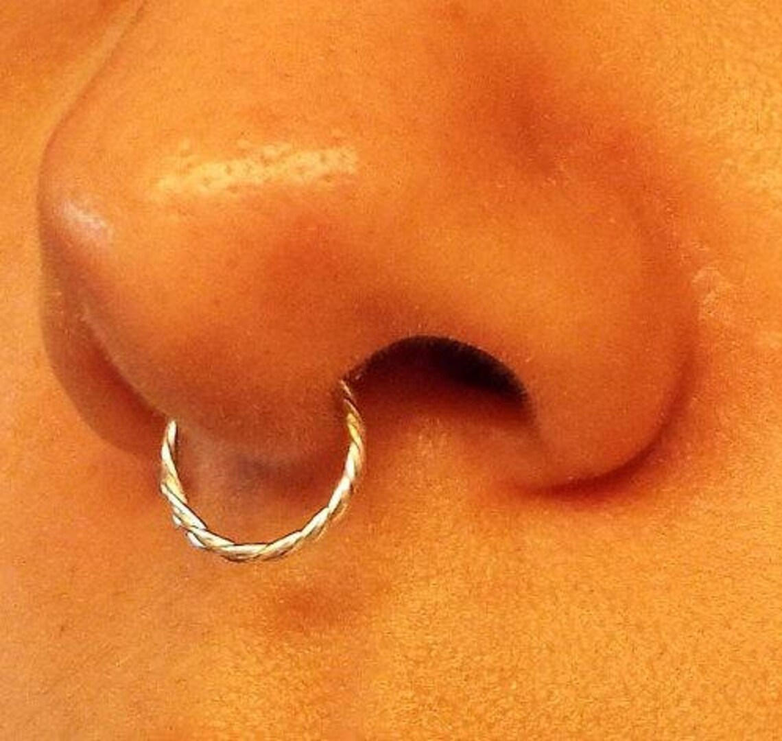 Fake Septum Piercing Clip On Nose Ring Twisted Lip Earring Etsy