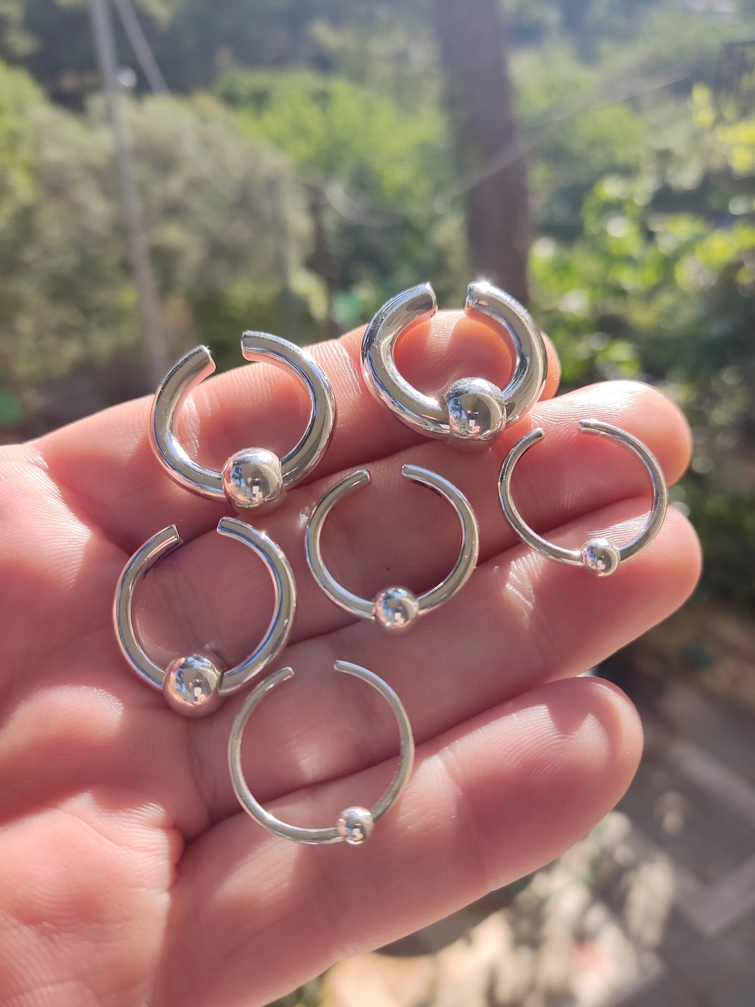 Thick Silver Fake Nose Ring, Adjustable Non-piercing Septum Hoop
