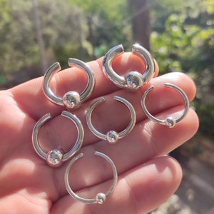 Silver Thick Nose Fake Gauge Ring, No Piercing 14 to 4gauge Unisex Septum Earring, Mens Earring, Womens Earring, Gift hor her, Gift for him image 2