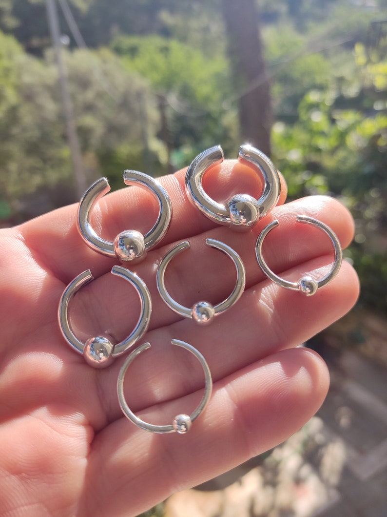 Silver Thick Nose Fake Gauge Ring, No Piercing 14 to 4gauge Unisex Septum Earring, Mens Earring, Womens Earring, Gift hor her, Gift for him image 2