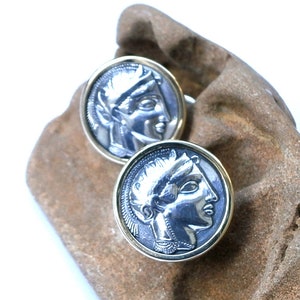14k Gold & Sterling Silver Cufflinks, Handmade Hercules and Athena Cufflinks, Classic Beautifuly Handcrafted Men's Gift image 10