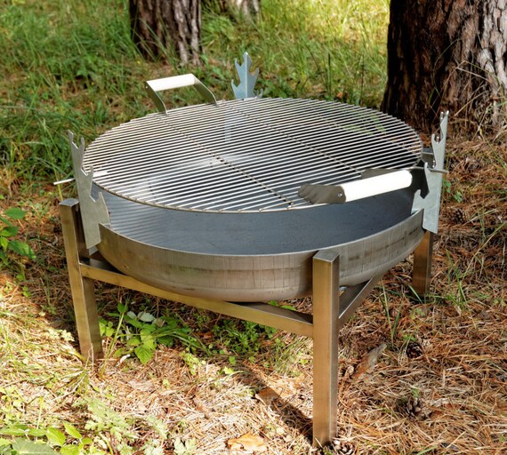 Steel Fire Pit Crate Tall With A Stainless Grill Bbq Steel Fire Pit Crate Tall With A, Stainless Steel Fire Pits Outdoor