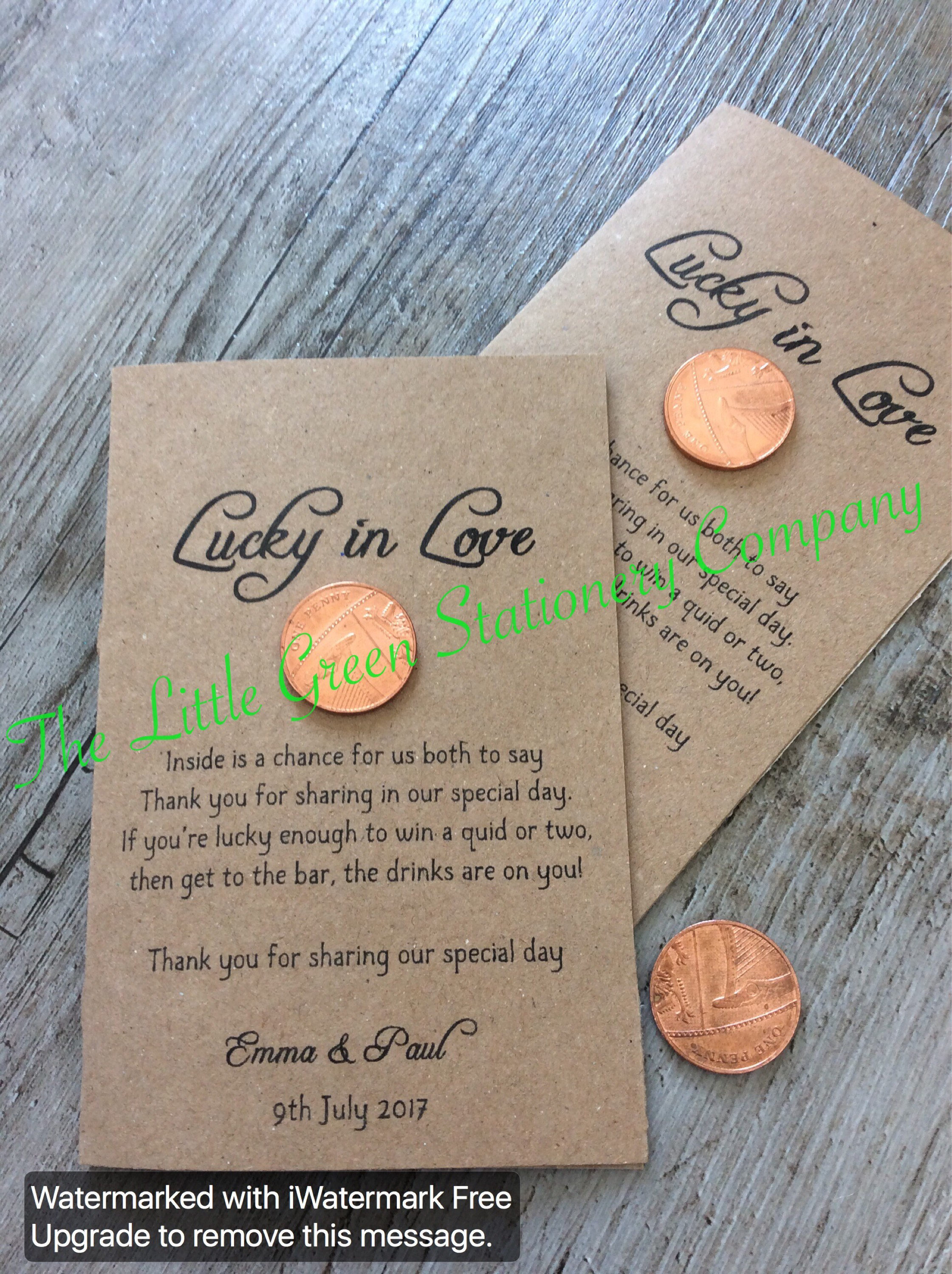 10 Pack Personalised Lucky Penny Wedding Favour Lottery Etsy UK