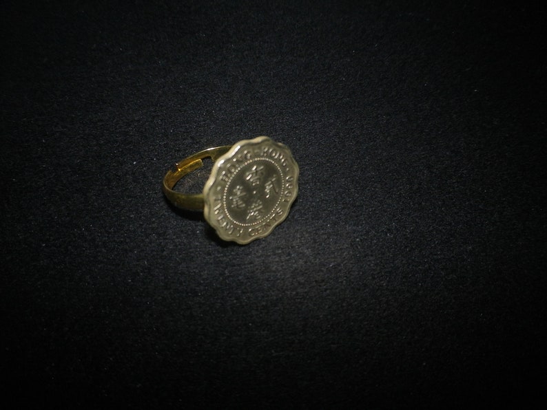 lovely 20th anniversary or birthday present. Hong Kong 20 cent gold plated adjustable ring