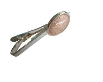 Prendedor de lapela de gravata de aniversário/aniversário de cobre pré-1955, com alça cantilever (Wren de 1937), embrulhado para presente, frete grátis, 20 datas
