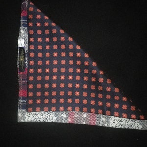 Red floret reversible two sided silk pocket square,  tartan design  with deep rich classic red navy small motif, gift wrapped,